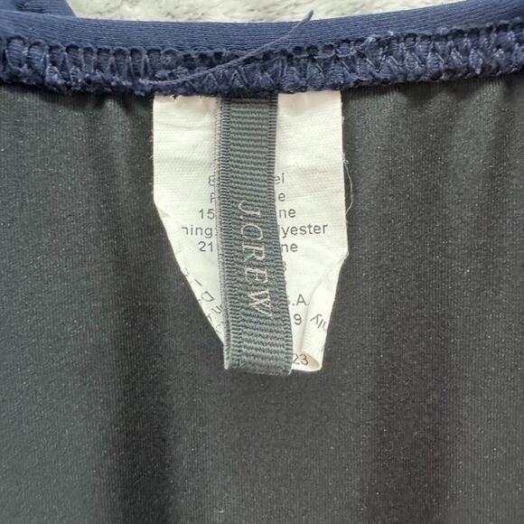 J Crew Swimsuit Women 4 Blue One Piece Plunge Ruched Swimwear Pool Beach - Picture 2 of 16